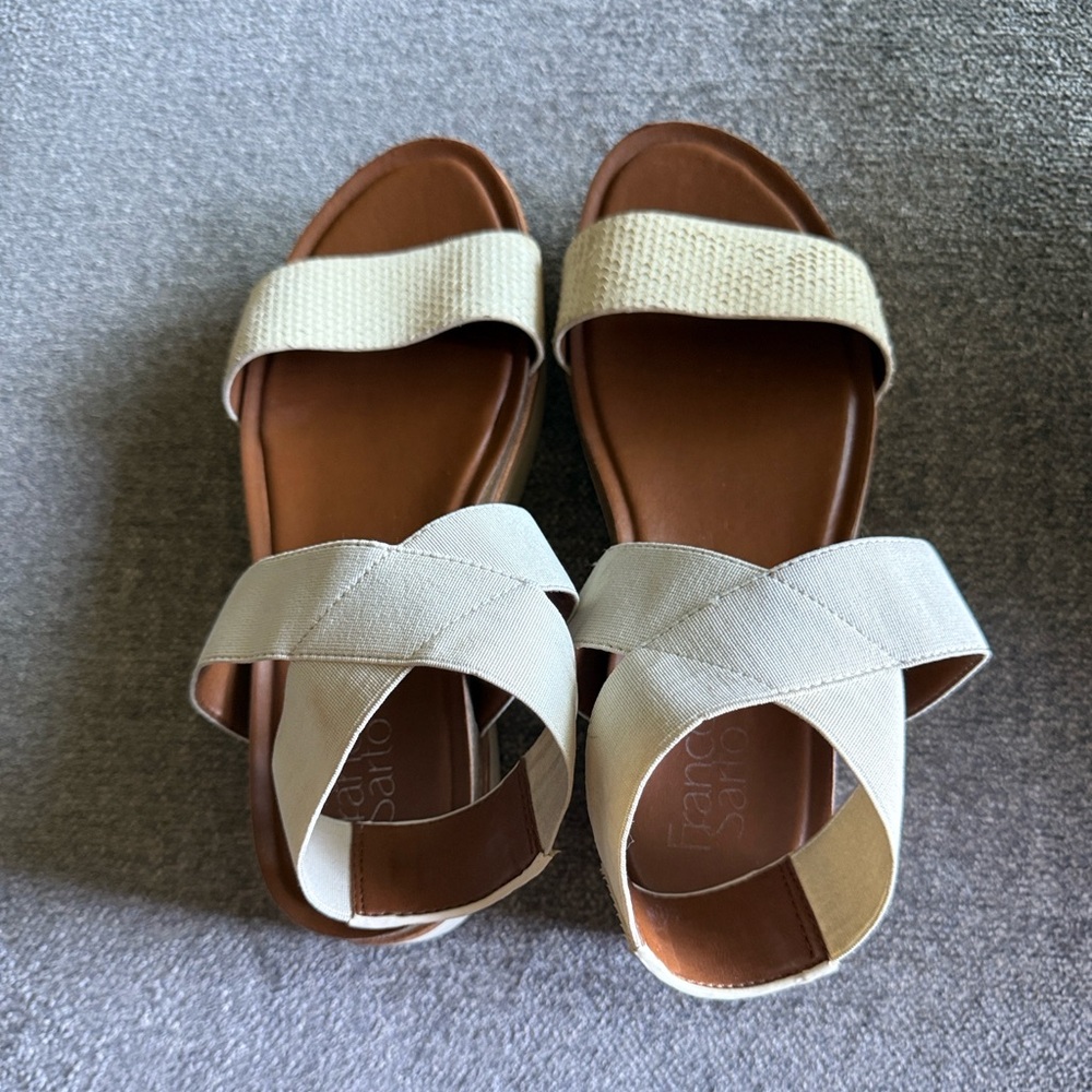 Franco Sarto Cream and Tan Sandals